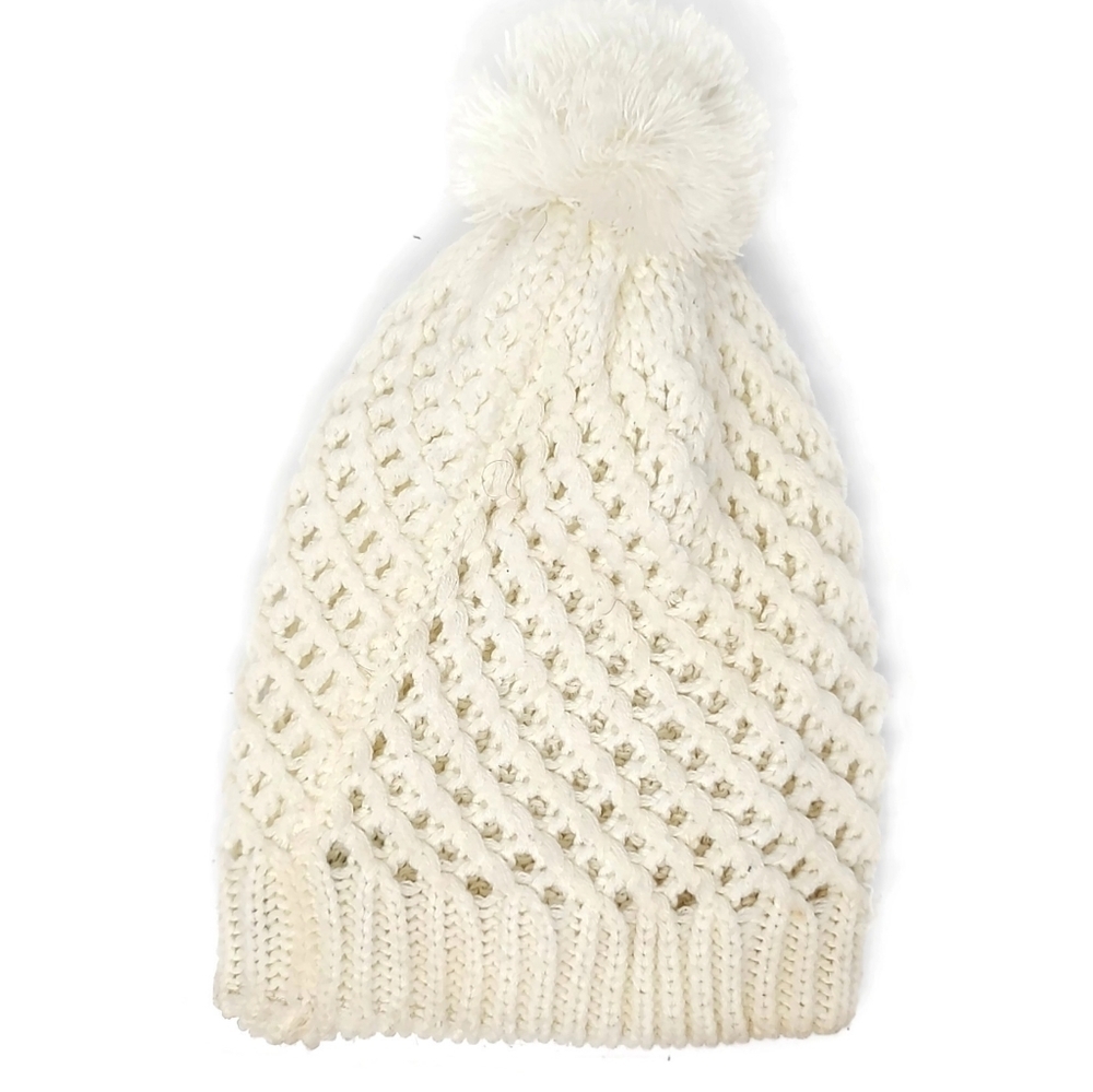 Charlotte Russe Knit Cap Pom White One Size Adult